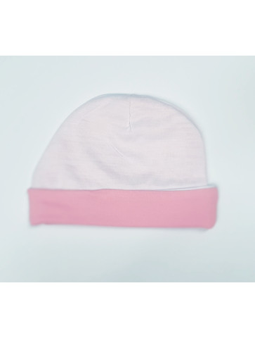 Kojenecká čepička bílo-růžová, s vlastním potiskem