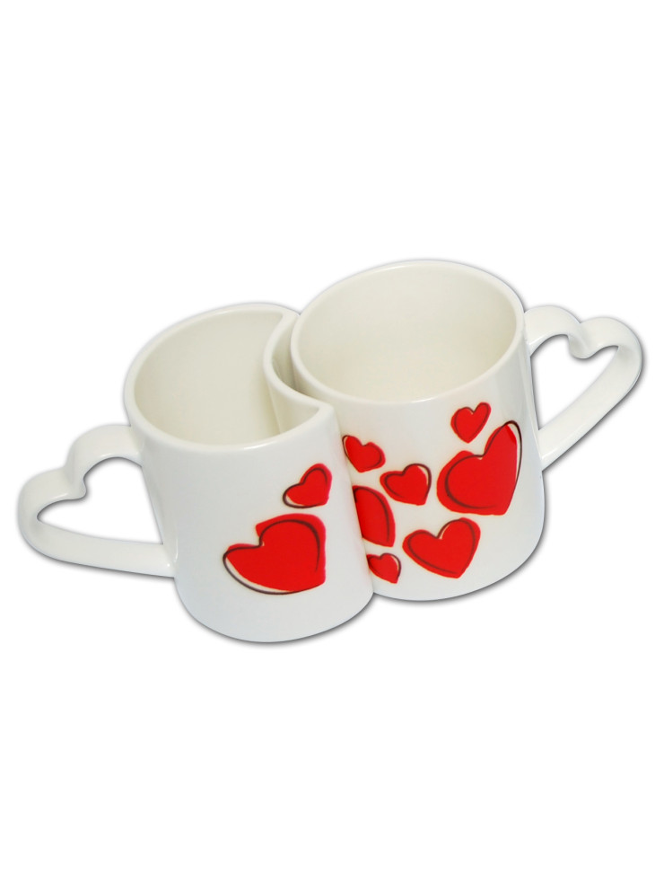 Set dvou bílých hrnků Srdce