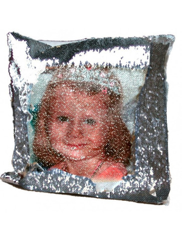 Polštář s flitry stříbrný