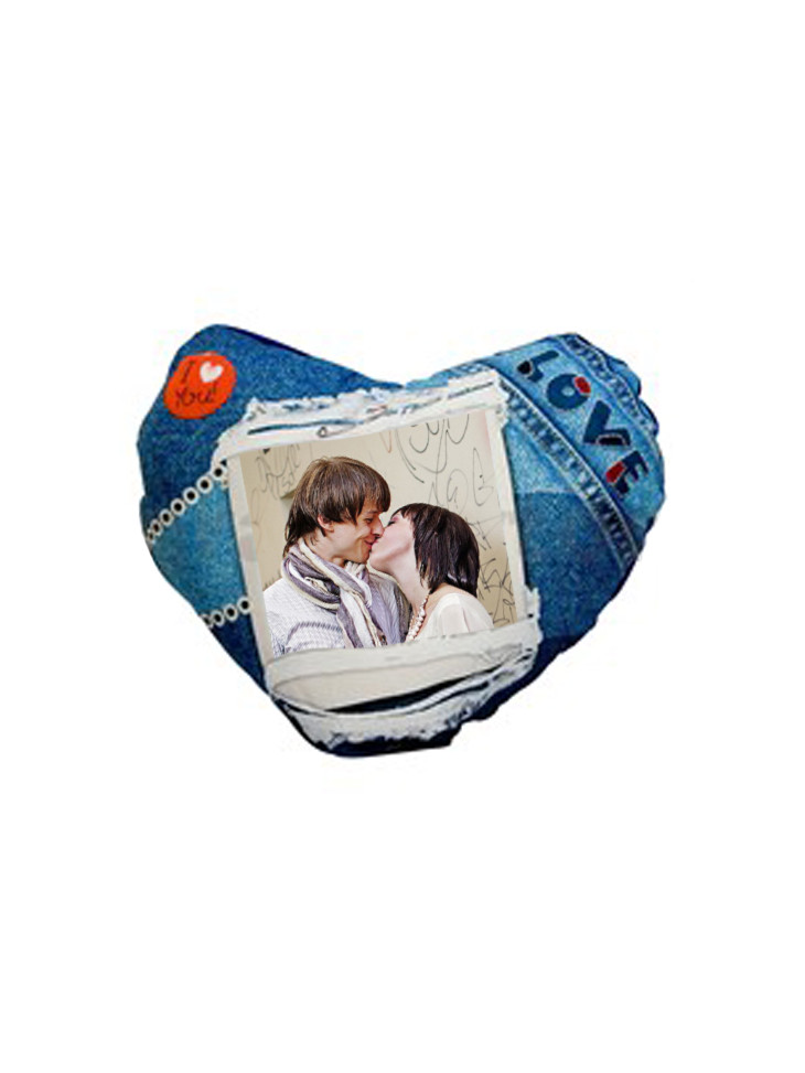 Polštářek ve tvaru srdce 38x38cm - modrý, poslední kusy