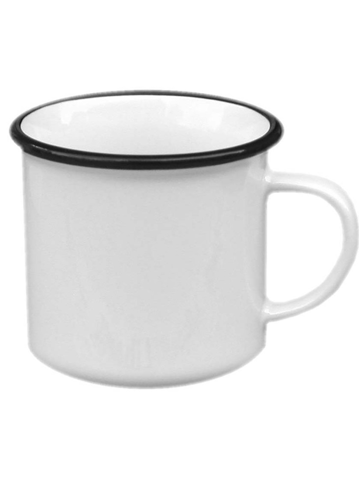 Keramický hrnek s černým nákružkem - imitace smaltu